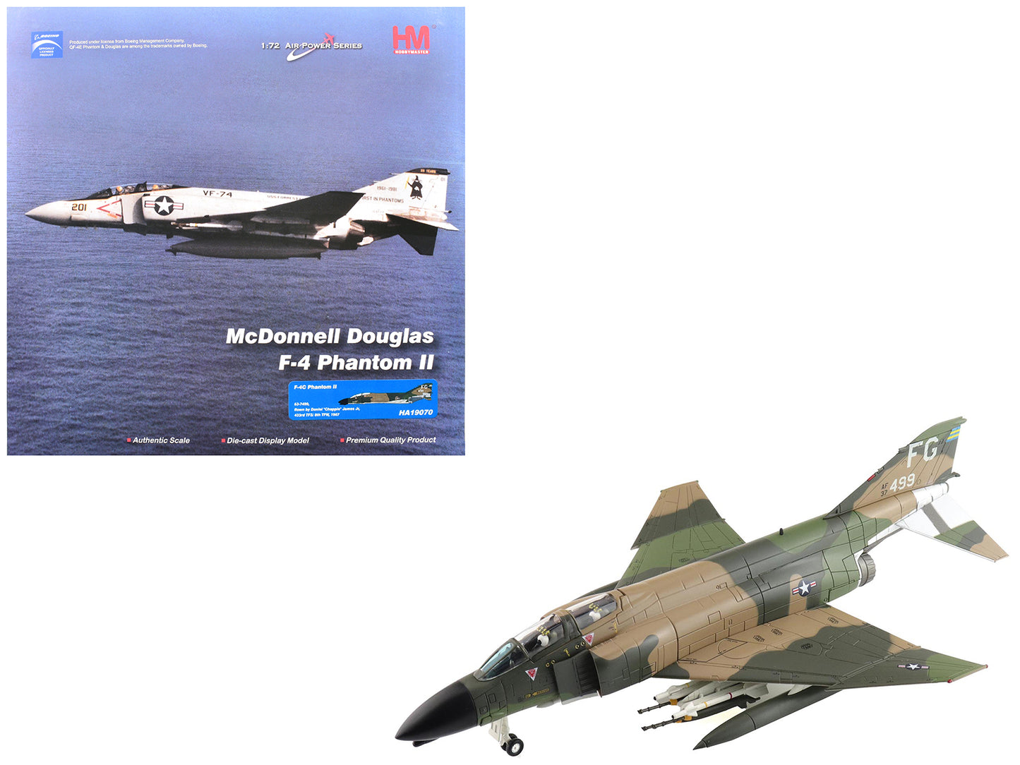McDonnell Douglas F-4C Phantom II Fighter-Bomber Aircraft "63-7499 Daniel "Chappie" James Jr. 433rd TFS 8th TFW" (1967) United States Air Force "Air Power Series" 1/72 Diecast Model by Hobby Master