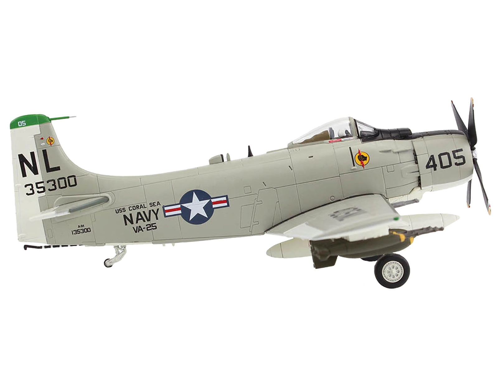 Douglas A-1H Skyraider Attack Aircraft "Last Combat Mission VA-25 USS Coral Sea" (1967) United States Navy "Air Power Series" 1/72 Diecast Model by Hobby Master - Premium Douglas from Hobby Master - Just $138.99! Shop now at Rapidvehicles