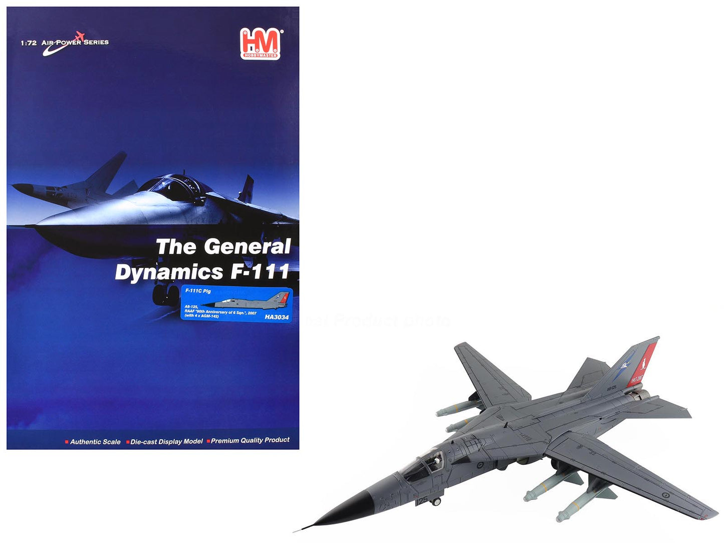 General Dynamics F-111C Pig Aircraft "90th Anniversary of No. 6 Squadron" (2007) Royal Australian Air Force  "Air Power Series" 1/72 Diecast Model by Hobby Master