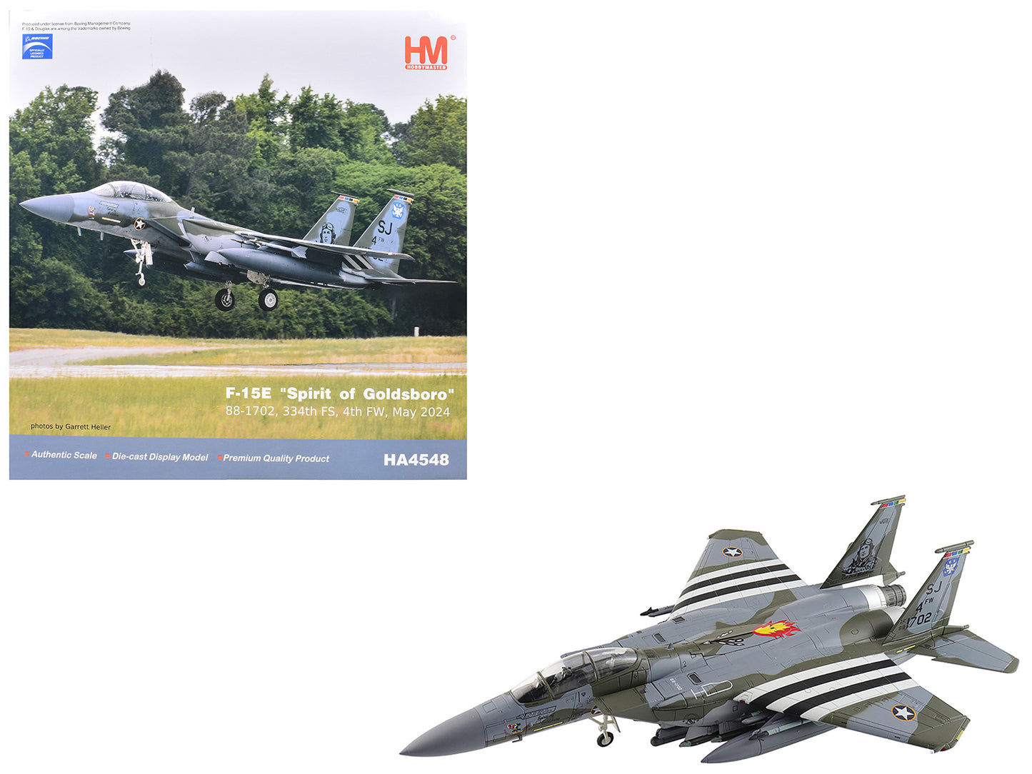 Boeing F-15E Strike Eagle Fighter Aircraft "88-1702 Spirit of Goldsboro 334th FS 4th FW" (2024) United States Air Force "Air Power Series" 1/72 Diecast Model by Hobby Master