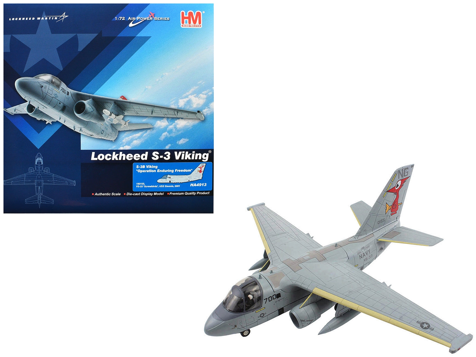 Lockheed S-3B Viking Aircraft "Operation Enduring Freedom VS-33 Screwbirds USS Stennis" (2001) United States Navy "Air Power Series" 1/72 Diecast Model by Hobby Master - Premium Lockheed from Hobby Master - Just $142.99! Shop now at Rapidvehicles