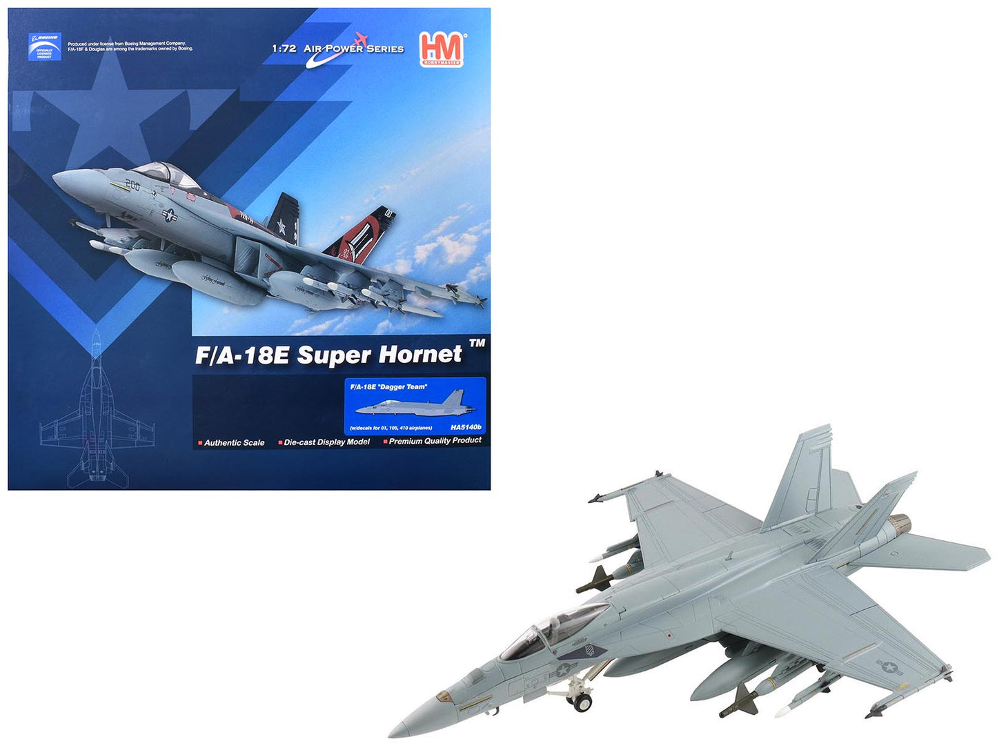 Boeing F/A-18E Super Hornet Fighter Aircraft "Dagger Team (with decals)" United States Navy "Air Power Series" 1/72 Diecast Model by Hobby Master