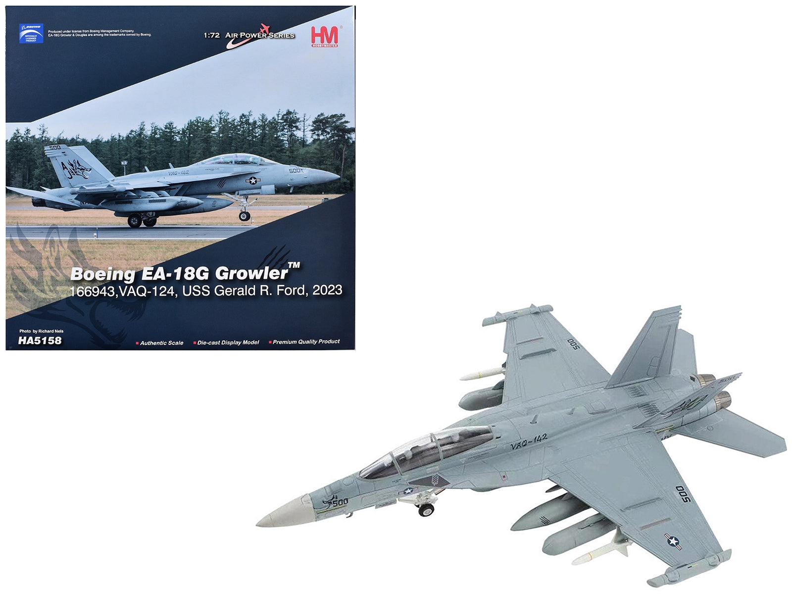 Boeing EA-18G Growler Aircraft "VAQ-142 Gray Wolves USS Gerald R. - Premium Military Models from Hobby Master - Just $186.29! Shop now at Rapidvehicles