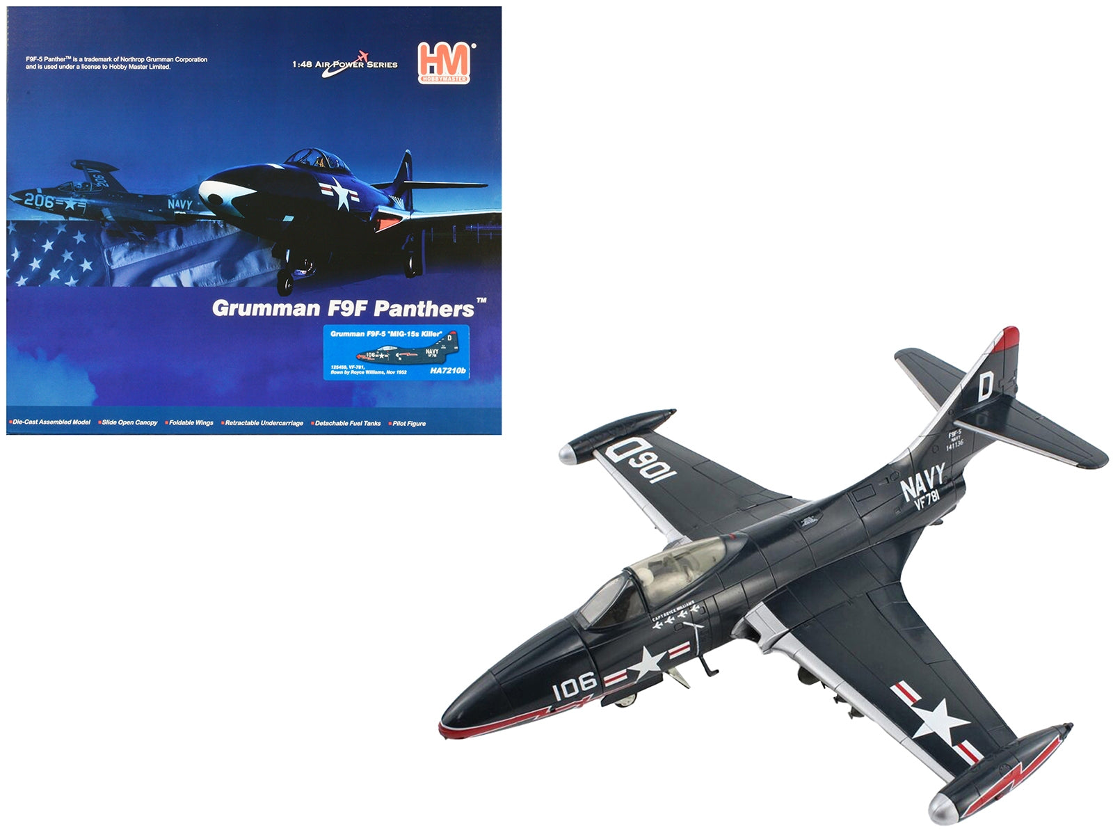 Grumman F9F-5 Panther Aircraft "Mig-15s Killer VF-781 Royce Williams" United States Navy "Air Power Series" 1/48 Diecast Model by Hobby Master - Premium Grumman from Hobby Master - Just $145.99! Shop now at Rapidvehicles