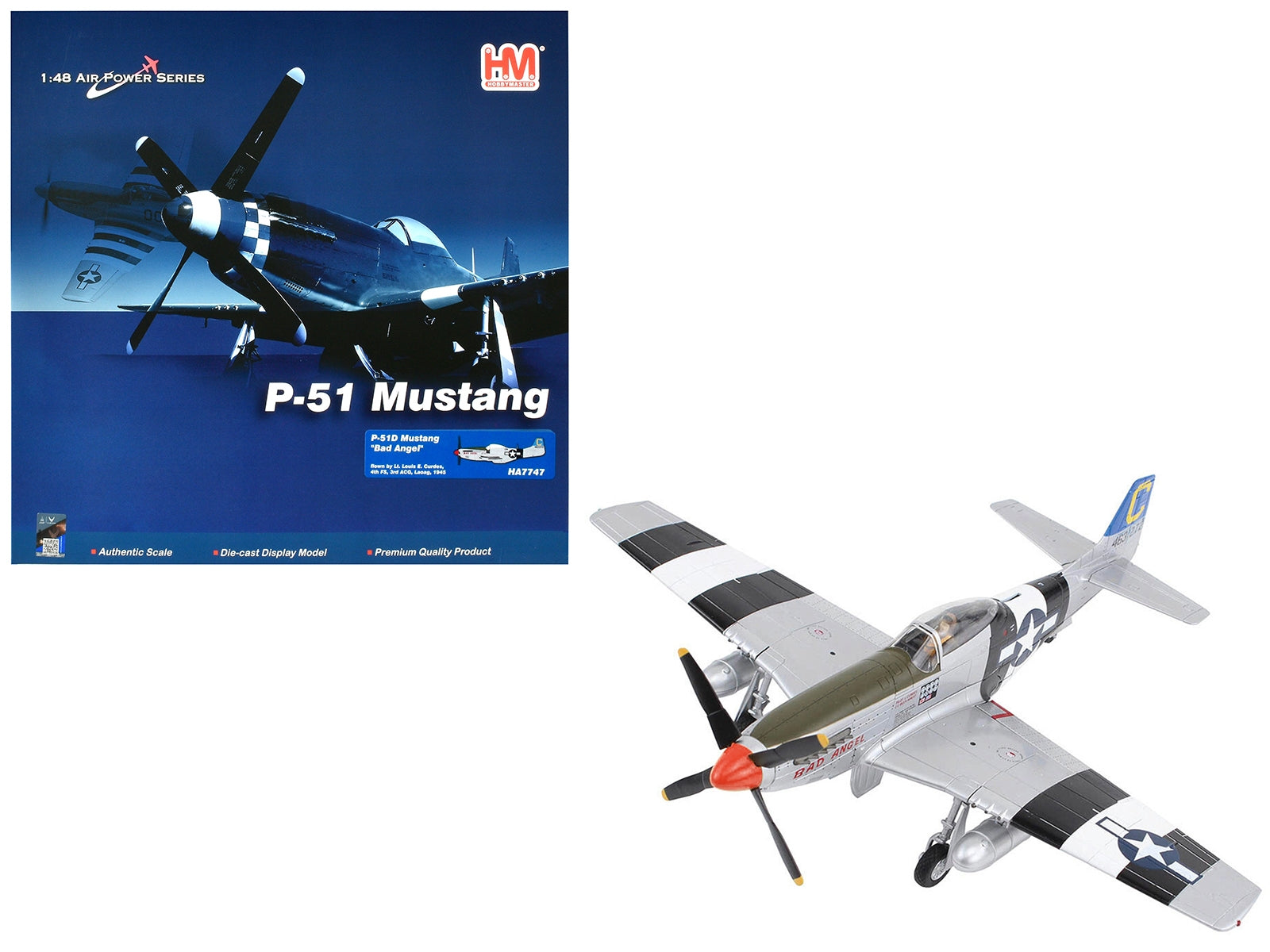 North American P-51D Mustang Fighter Aircraft "Bad Angel Lieutenant Louis E. Curdes 4th Fighter Squadron 3rd Air Commando Group Laoag" (1945) United States Army Air Force "Air Power Series" 1/48 Diecast Model by Hobby Master - Premium North American from Hobby Master - Just $128.99! Shop now at Rapidvehicles