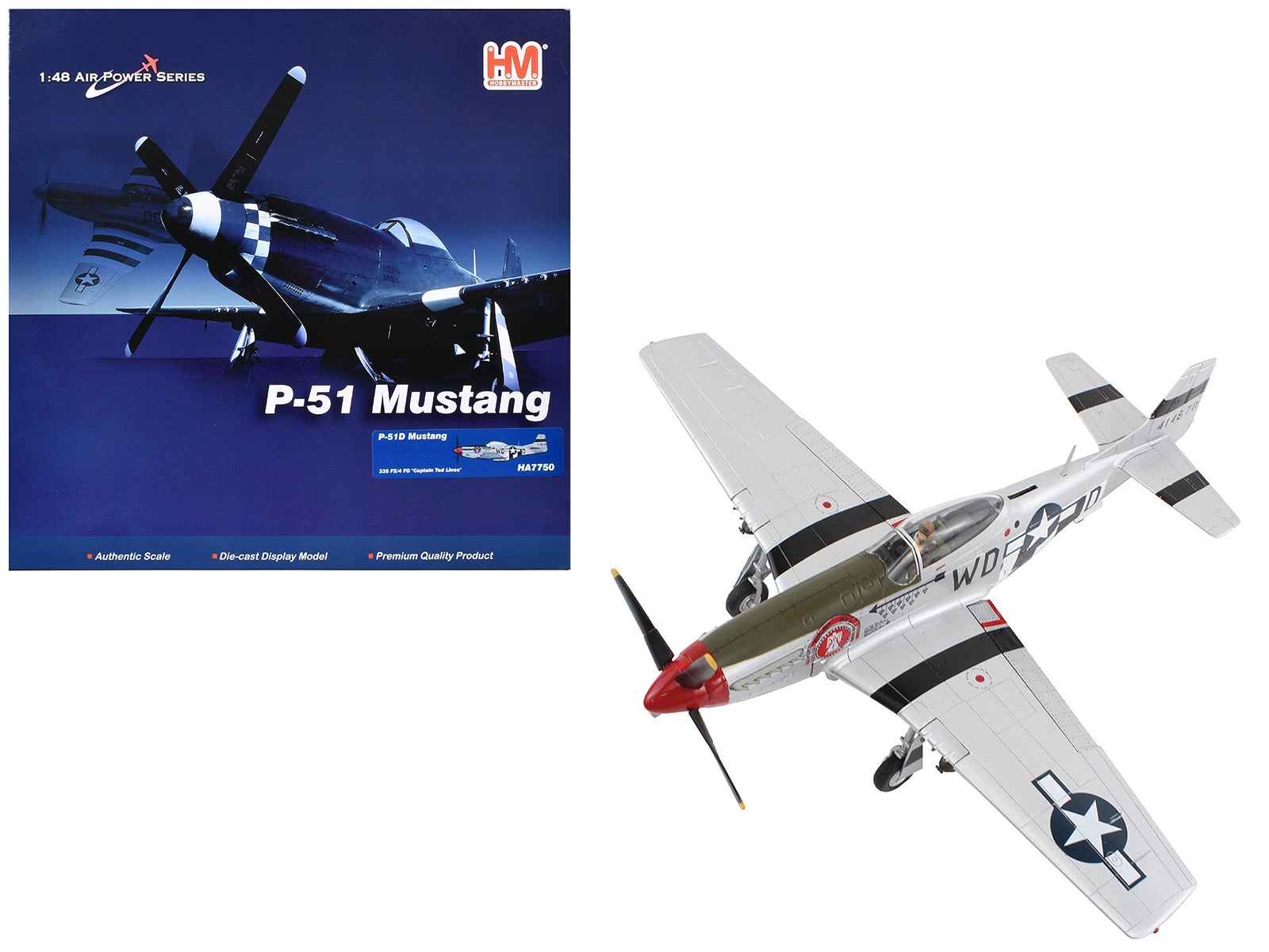 North American P-51D Mustang Fighter Aircraft "335th Fighter Squadron 4th Fighter Group Captain Ted Lines" United States Army Air Force "Air Power Series" 1/48 Diecast Model by Hobby Master - Premium Military Models from Hobby Master - Just $126.99! Shop now at Rapidvehicles