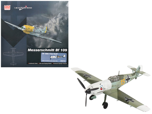 Messerschmitt Bf 109E-3 Fighter Aircraft "Yellow 15 Karl Wolff III/JG 52 France" (1940) German Luftwaffe "Air Power Series" 1/48 Diecast Model by Hobby Master free shipping USA