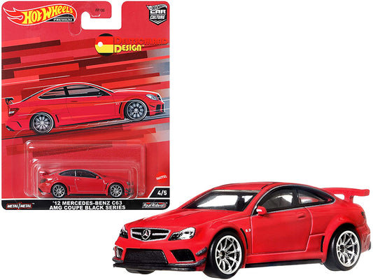 2012 Mercedes Benz C63 AMG Coupe Black Series Red "Deutschland Design" Series Diecast Model Car by Hot Wheels free shipping USA