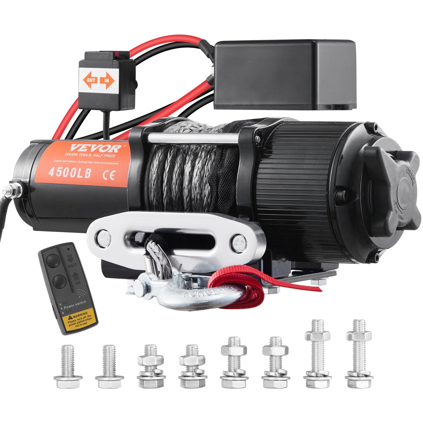 VEVOR Electric Winch, 12V 4500 lb Load Capacity Nylon Rope Winch, IP55 1/4" x 39ft ATV UTV Winch with Wireless Handheld Remote & Hawse Fairlead for Towing Jeep Off-Road SUV Truck Car Trailer Boat - Premium Electric Winch from VEVOR - Just $166.37! Shop now at Rapidvehicles