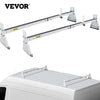 VEVOR Van Roof Ladder Rack, 2 Bars, 331 LBS Capacity, 52"-63.8" Adjustable Steel Roof Rack Cross Bar with Ladder Stoppers, Fit Vans with Rain Gutters, for Kayak Canoe Lumber Pipe Cargo,, White - Premium Ladder Racks from VEVOR - Just $142.99! Shop now at Rapidvehicles