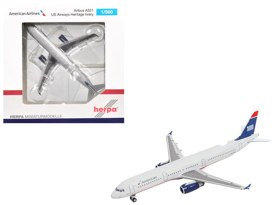 Airbus A321 Commercial Aircraft "American Airlines" (N578UW) Gray with Blue Tail 1/500 Diecast Model by Herpa free shipping USA