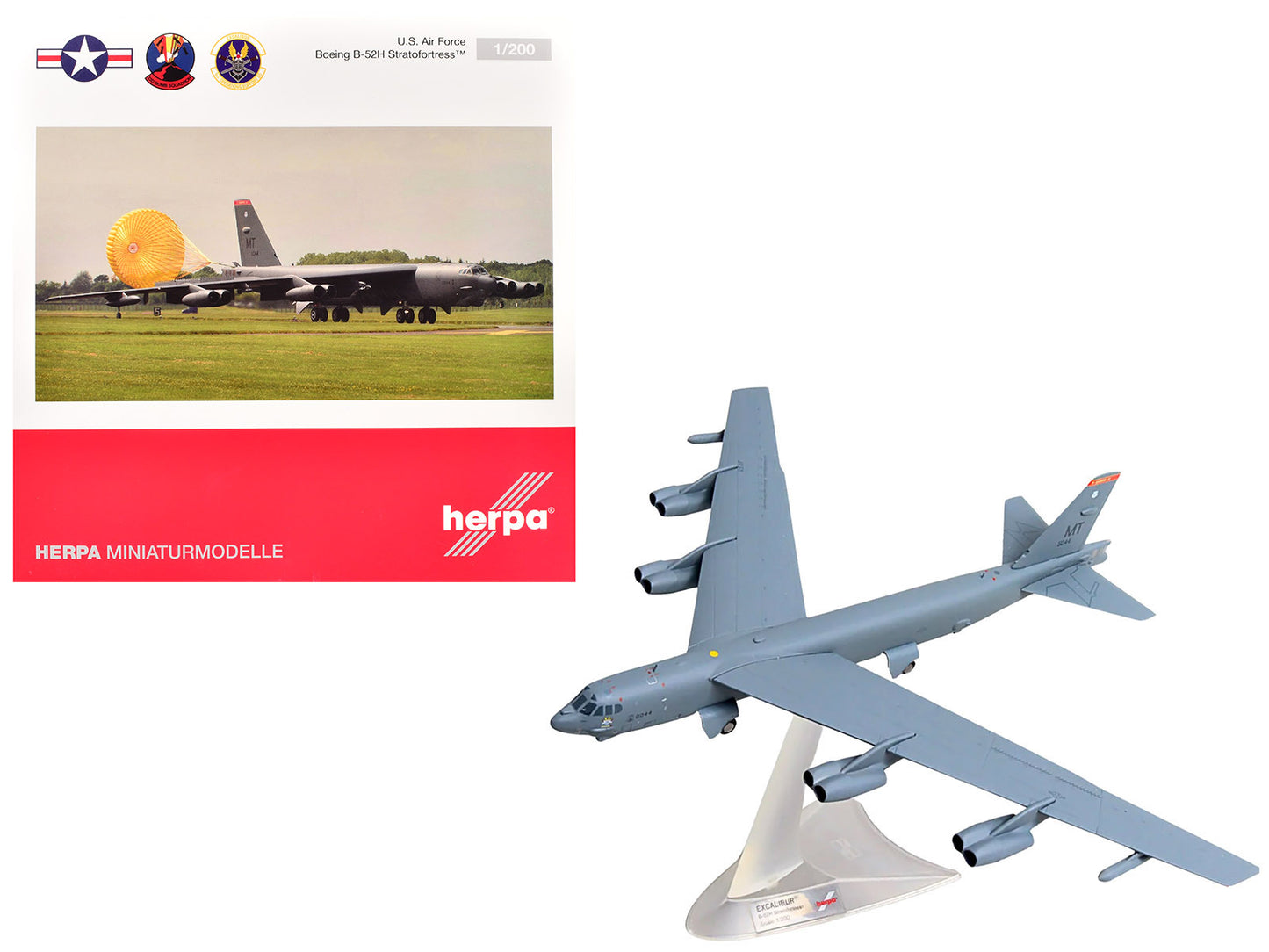 Boeing B-52H Stratofortress Bomber Aircraft "Excalibur 23rd Bomb Squadron 5th Bomb Wing Minot Air Base" (60-0044) United States Air Force 1/200 Diecast Model by Herpa