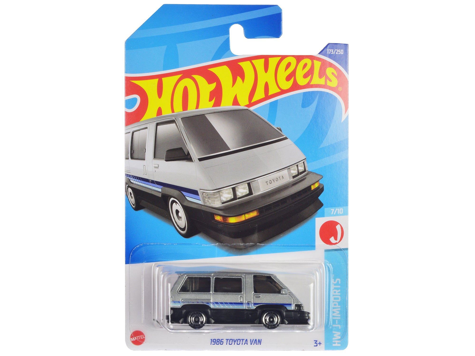 1986 Toyota Van Silver Metallic and Black with Stripes "HW J-Imports" Series Diecast Model Car by Hot Wheels free shipping USA