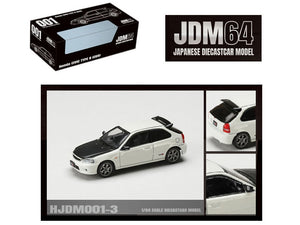 Honda Civic Type R (EK9) RHD (Right Hand Drive) Championship White with Carbon Hood "JDM64" Series 1/64 Diecast Model Car by Hobby Japan - Premium Honda Models from Hobby Japan - Just $36.37! Shop now at Rapidvehicles