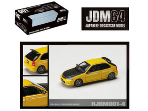 Honda Civic Type R (EK9) RHD (Right Hand Drive) Sunlight Yellow with Carbon Hood "JDM64" Series 1/64 Diecast Model Car by Hobby Japan - Premium Honda Models from Hobby Japan - Just $33.33! Shop now at Rapidvehicles