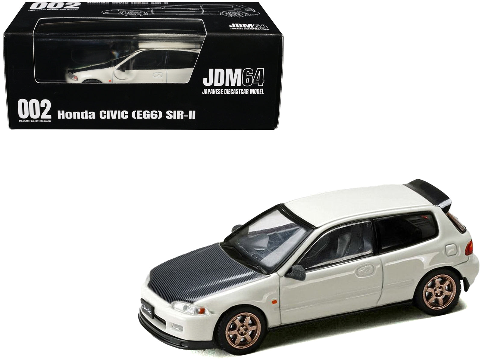 Honda Civic (EG6) SIR-II RHD (Right Hand Drive) Frost White with Carbon Hood "JDM64" Series 1/64 Diecast Model Car by Hobby Japan - Premium Honda Models from Hobby Japan - Just $36.37! Shop now at Rapidvehicles