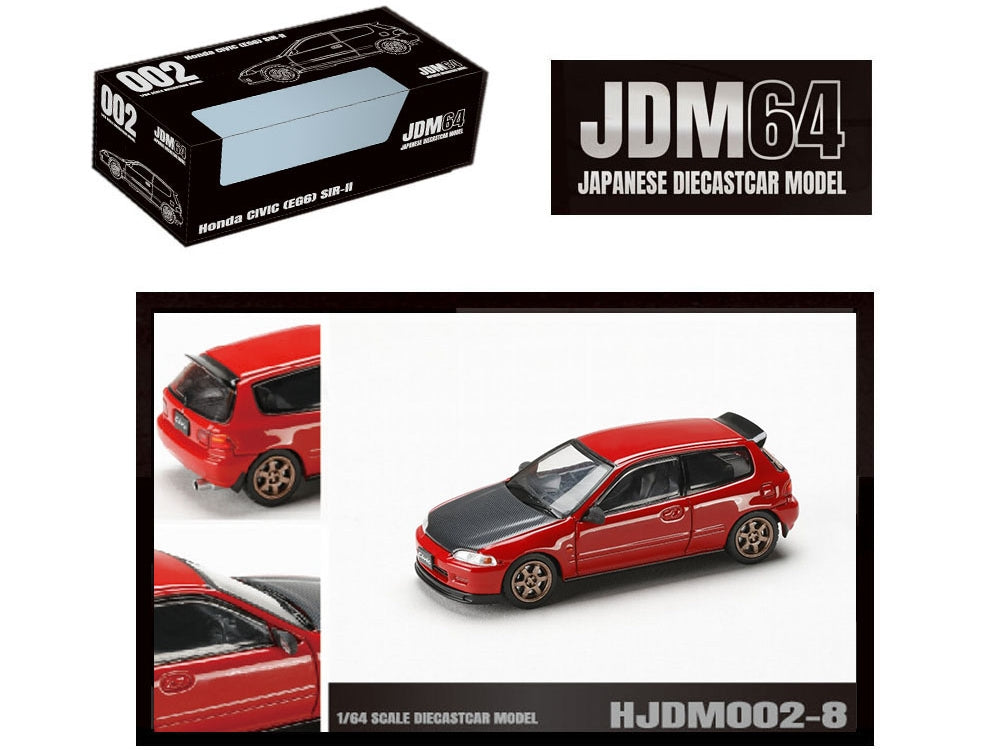 Honda Civic (EG6) SIR-II RHD (Right Hand Drive) Milano Red with Carbon Hood "JDM64" Series 1/64 Diecast Model Car by Hobby Japan - Premium Honda Models from Hobby Japan - Just $36.37! Shop now at Rapidvehicles