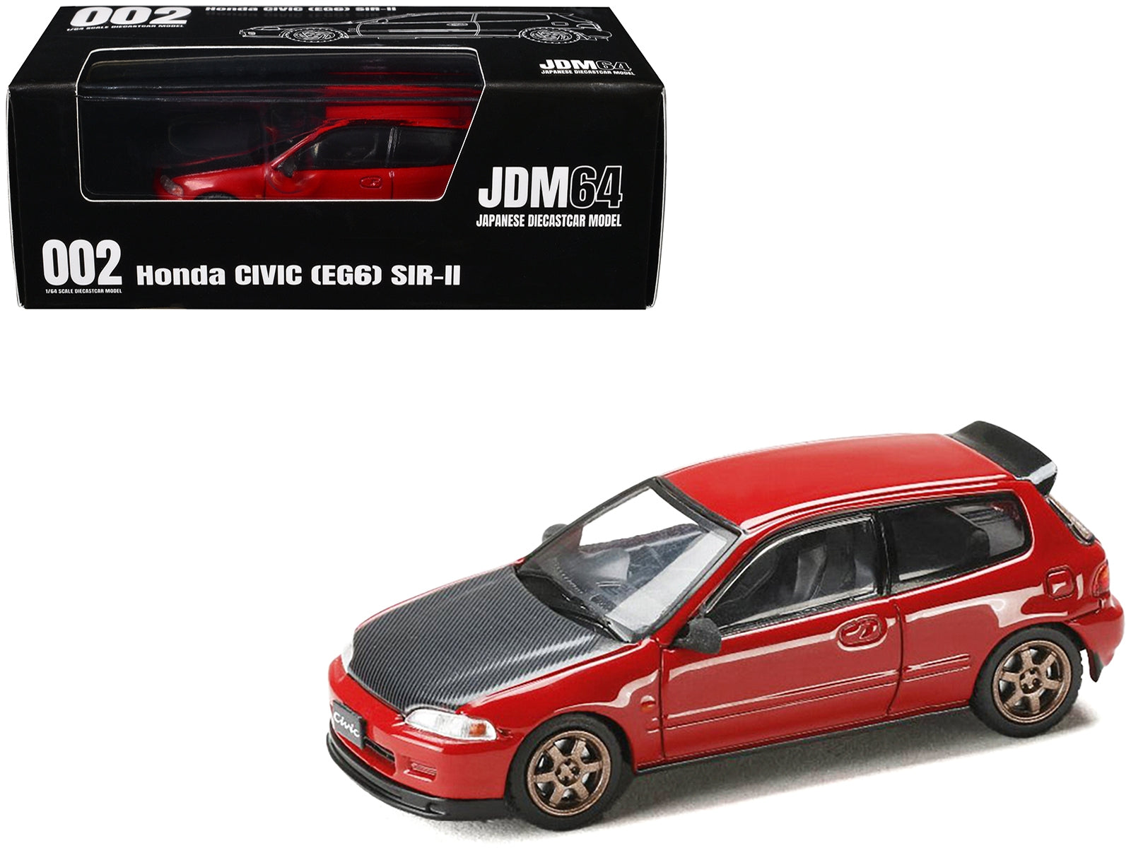 Honda Civic (EG6) SIR-II RHD (Right Hand Drive) Milano Red with Carbon Hood "JDM64" Series 1/64 Diecast Model Car by Hobby Japan - Premium Honda Models from Hobby Japan - Just $36.37! Shop now at Rapidvehicles