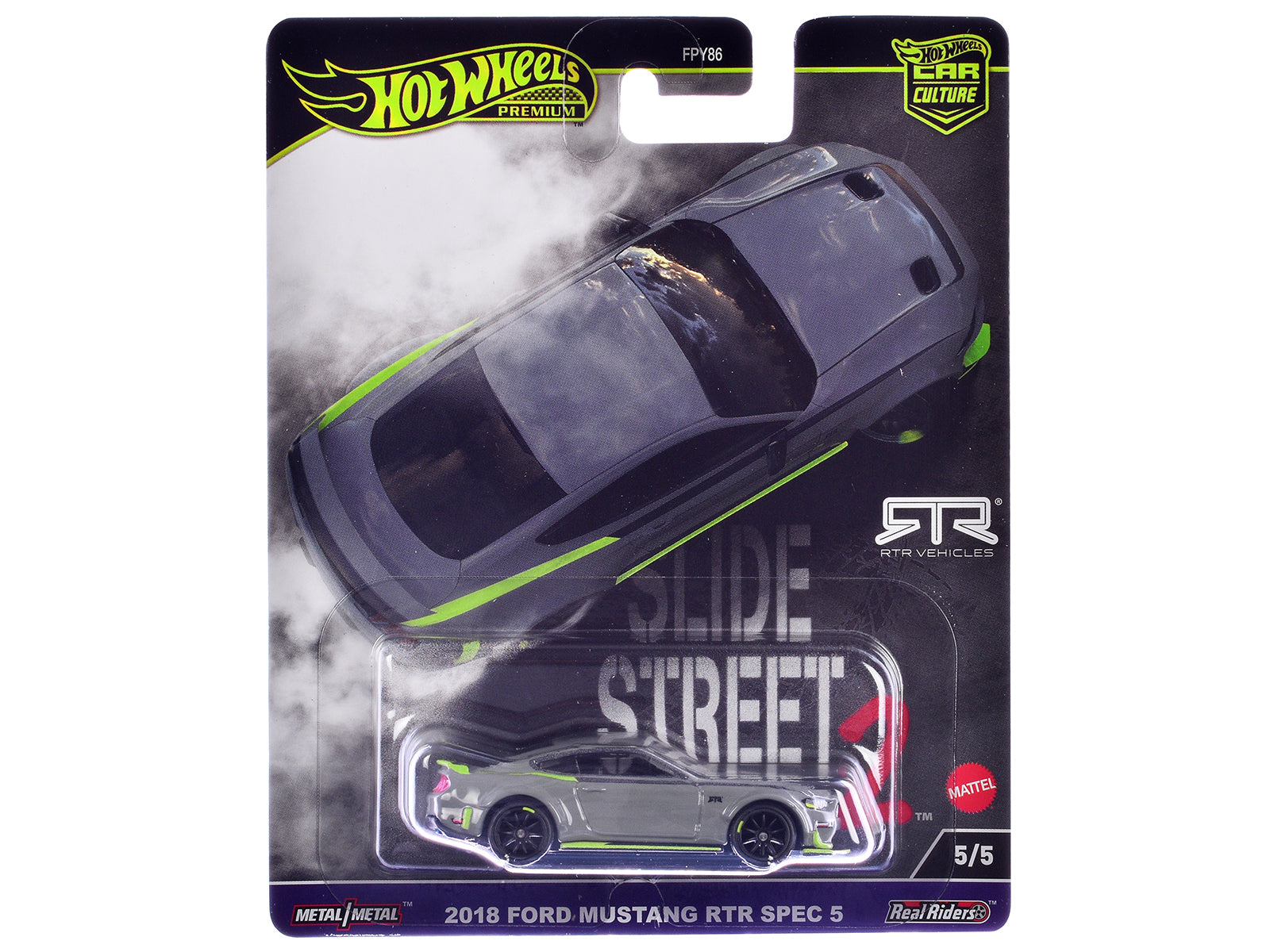 2018 Ford Mustang RTR Spec 5 Gray "Slide Street 2" Series Diecast Model Car by Hot Wheels free shipping USA