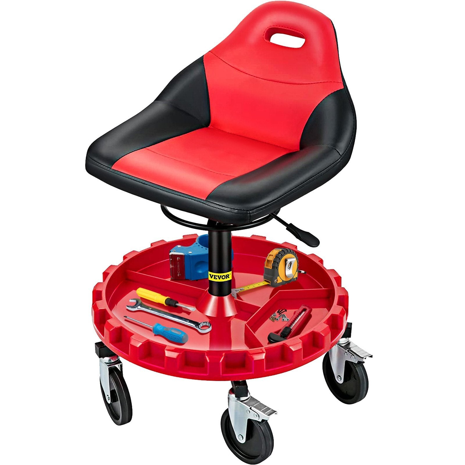 VEVOR Rolling Gear Seat, 300LBS Capacity, 18"-23" Height Adjustable, Mobile Mechanic Garage Stool with Tool Tray and 5" Casters, Pneumatic Stool for Workshop, Garage, Auto Repair Shop - Premium Shop Stool from VEVOR - Just $109.97! Shop now at Rapidvehicles