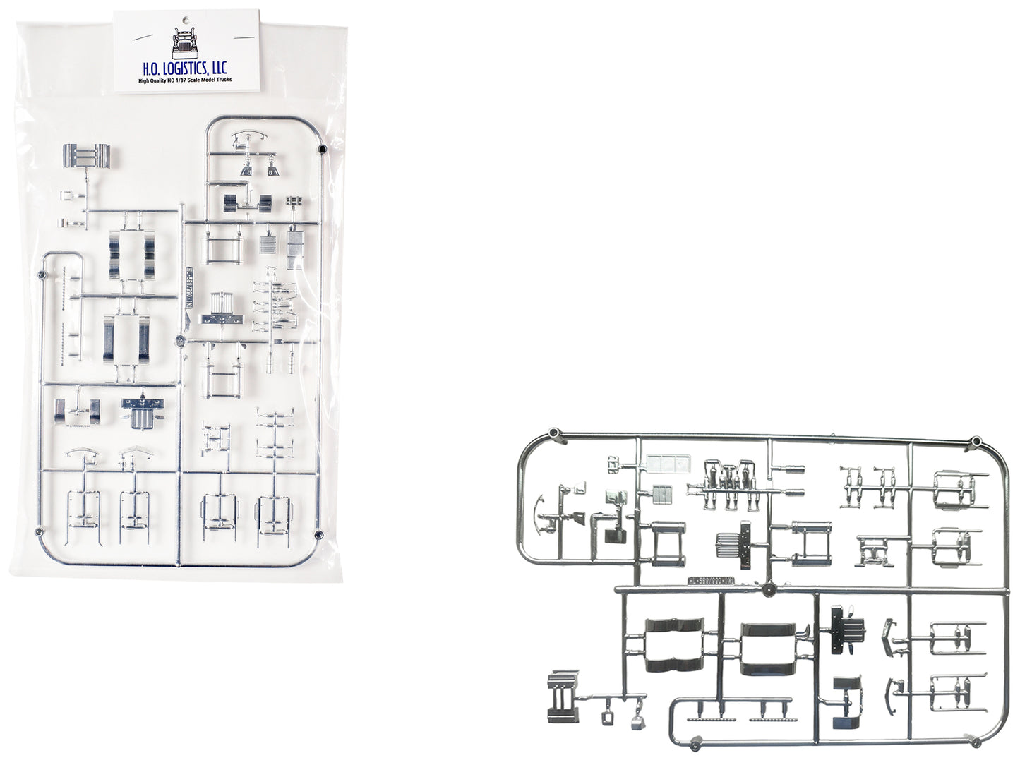 Chrome Plated Parts for Peterbilt 589 and Kenworth W990 Trucks 1/87 (HO) Plastic Model by HO Logistics