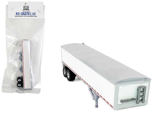 Covered Grain Trailer White with Silver Tarp 1/87 (HO) Plastic Model Car by HO Logistics
