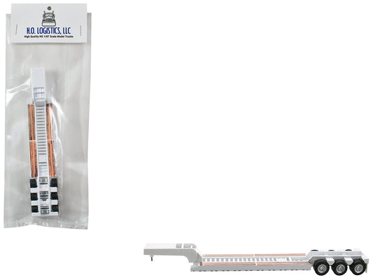 Low Boy Flatbed Trailer White 1/87 (HO) Plastic Model Car by HO Logistics