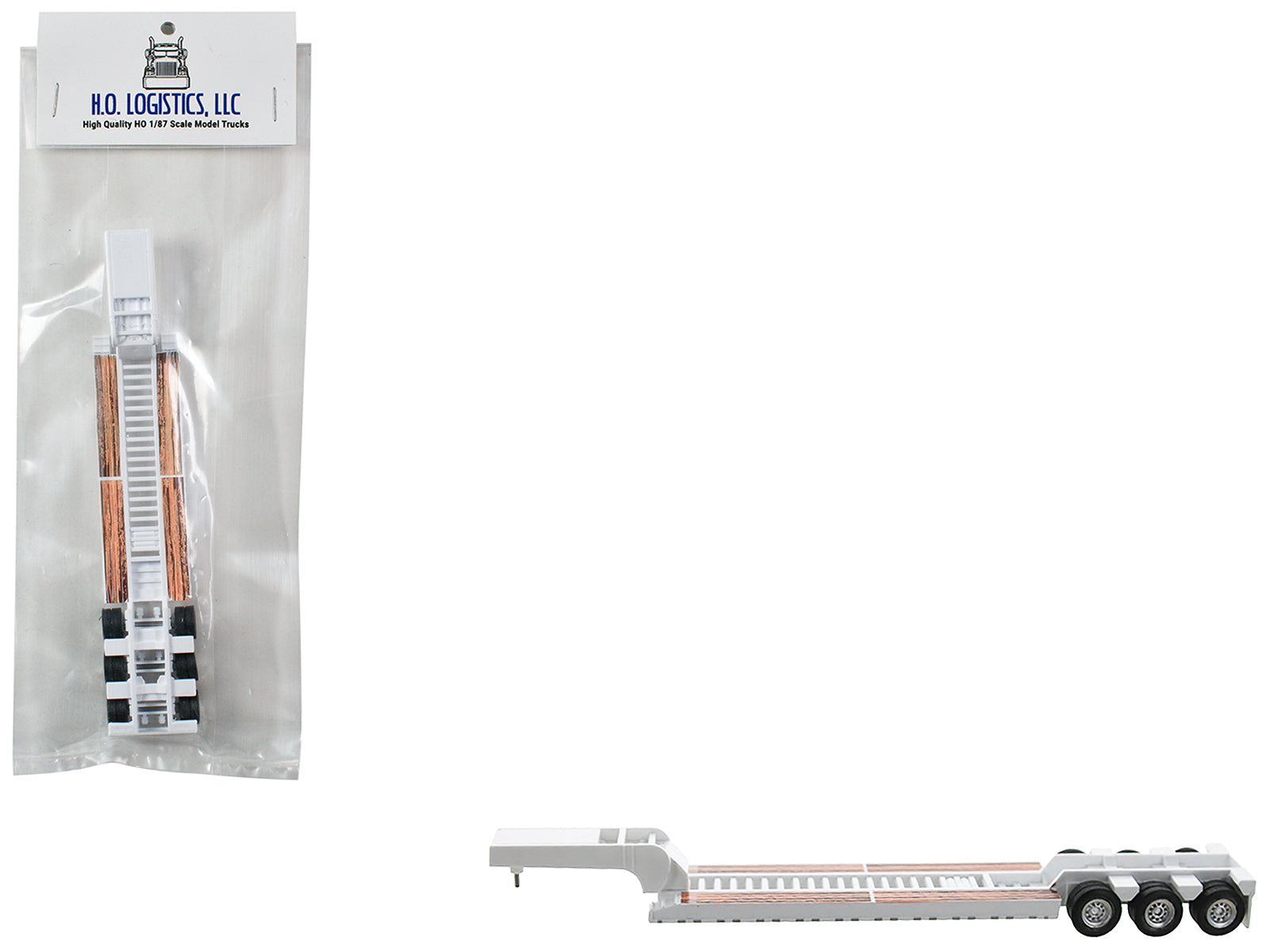 Low Boy Flatbed Trailer White 1/87 (HO) Plastic Model Car by HO Logistics free shipping USA