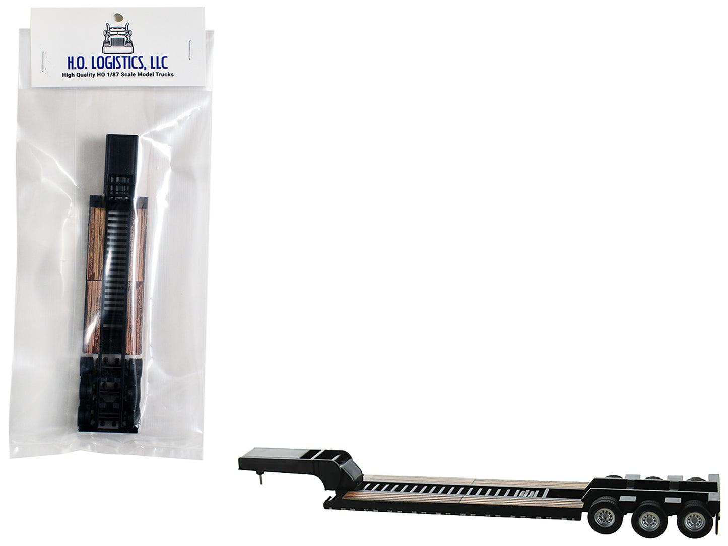 Low Boy Flatbed Trailer Black 1/87 (HO) Plastic Model Car by HO Logistics