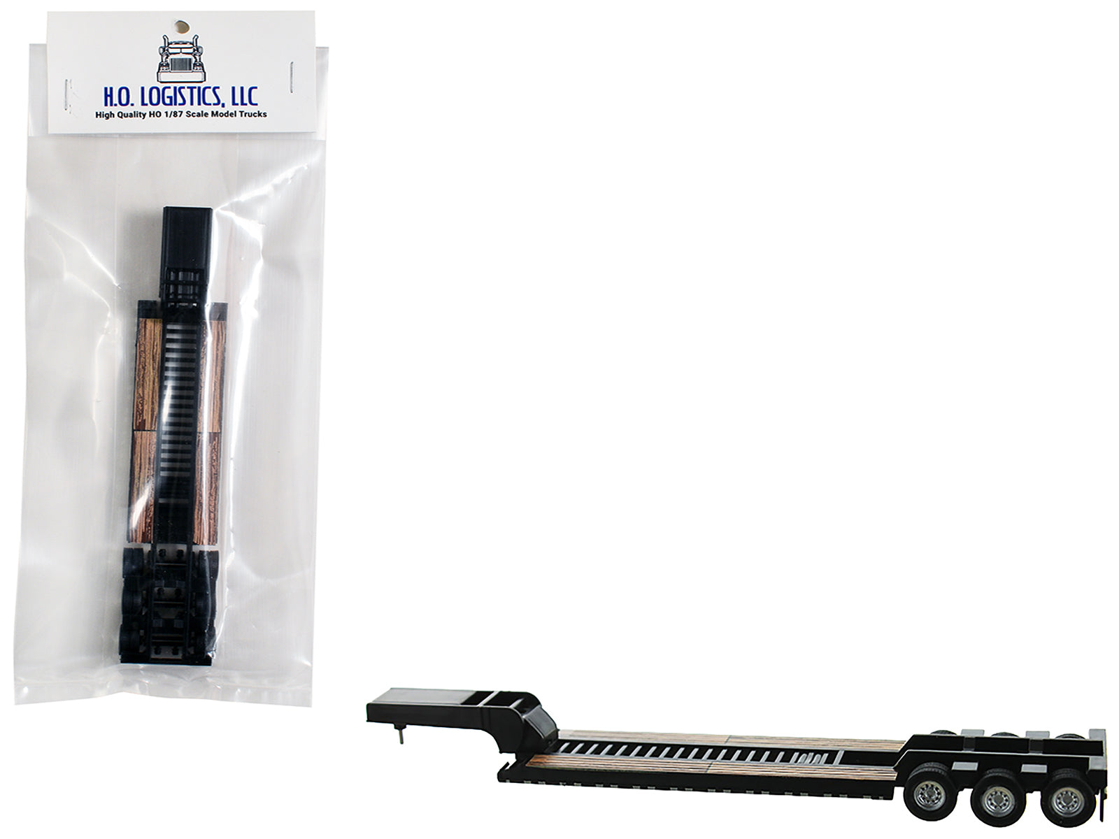 Low Boy Flatbed Trailer Black 1/87 (HO) Plastic Model Car by HO Logistics free shipping USA
