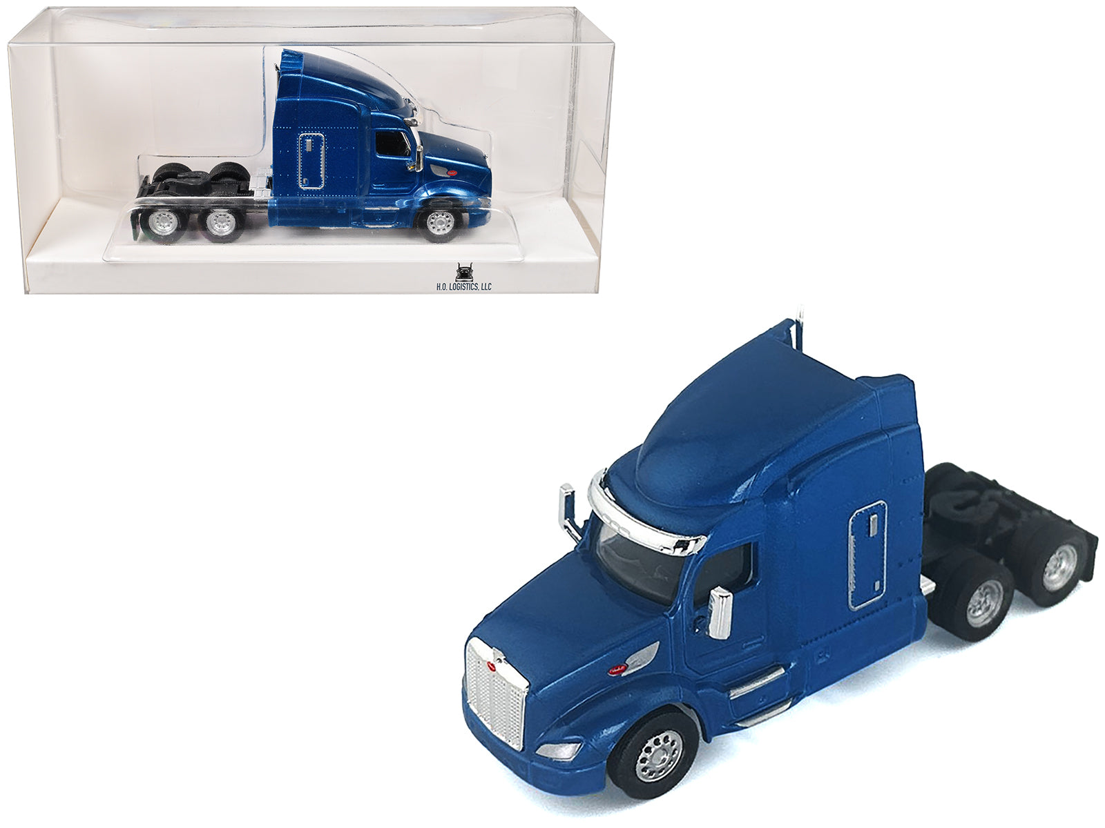 Peterbilt 579 Sleeper Cab Blue Metallic 1/87 (HO) Plastic Model Car by HO Logistics free shipping USA