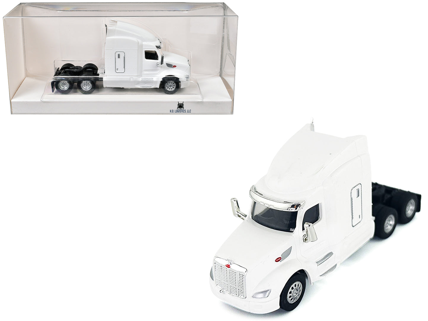 Peterbilt 579 Sleeper Cab White 1/87 (HO) Plastic Model Car by HO Logistics
