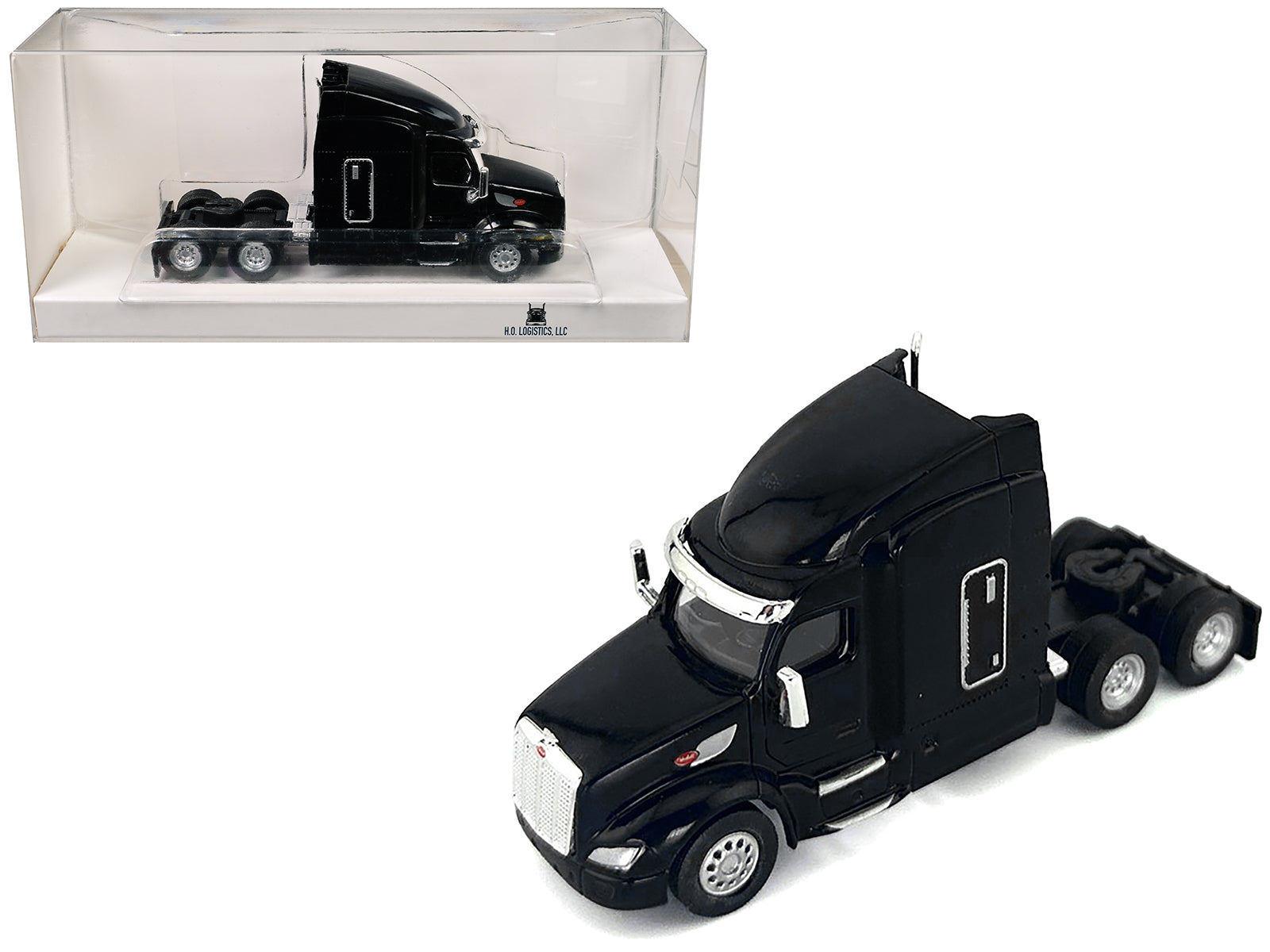 Peterbilt 579 Sleeper Cab Black 1/87 (HO) Plastic Model Car by HO Logistics free shipping USA
