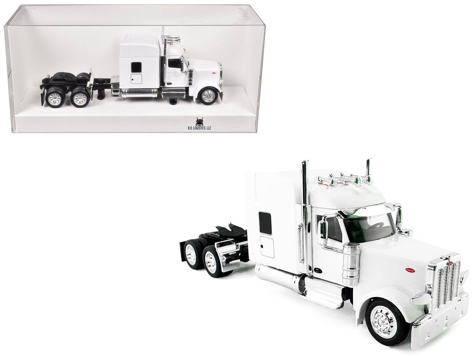 Peterbilt 589 with Stand Up Sleeper Cab White 1/87 (HO) Plastic Model Car by HO Logistics free shipping USA