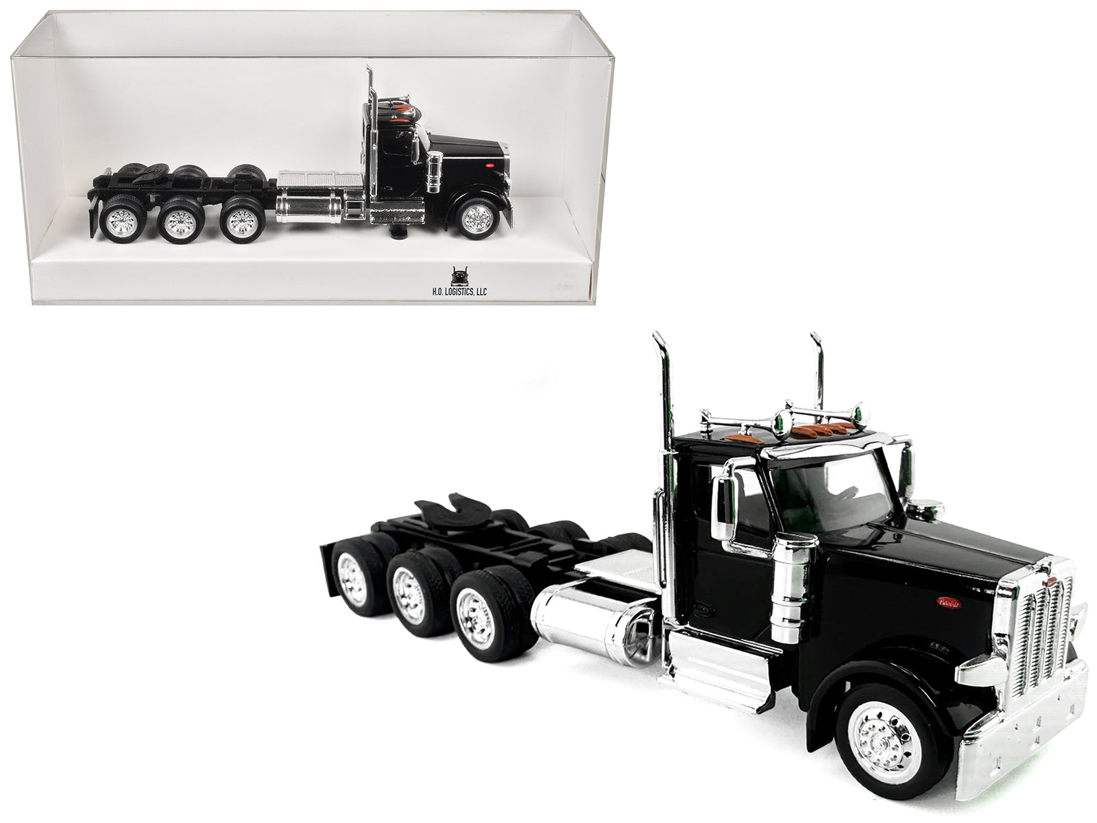 Peterbilt 589 3-Axel Day Cab Black 1/87 (HO) Plastic Model Car by HO Logistics free shipping USA