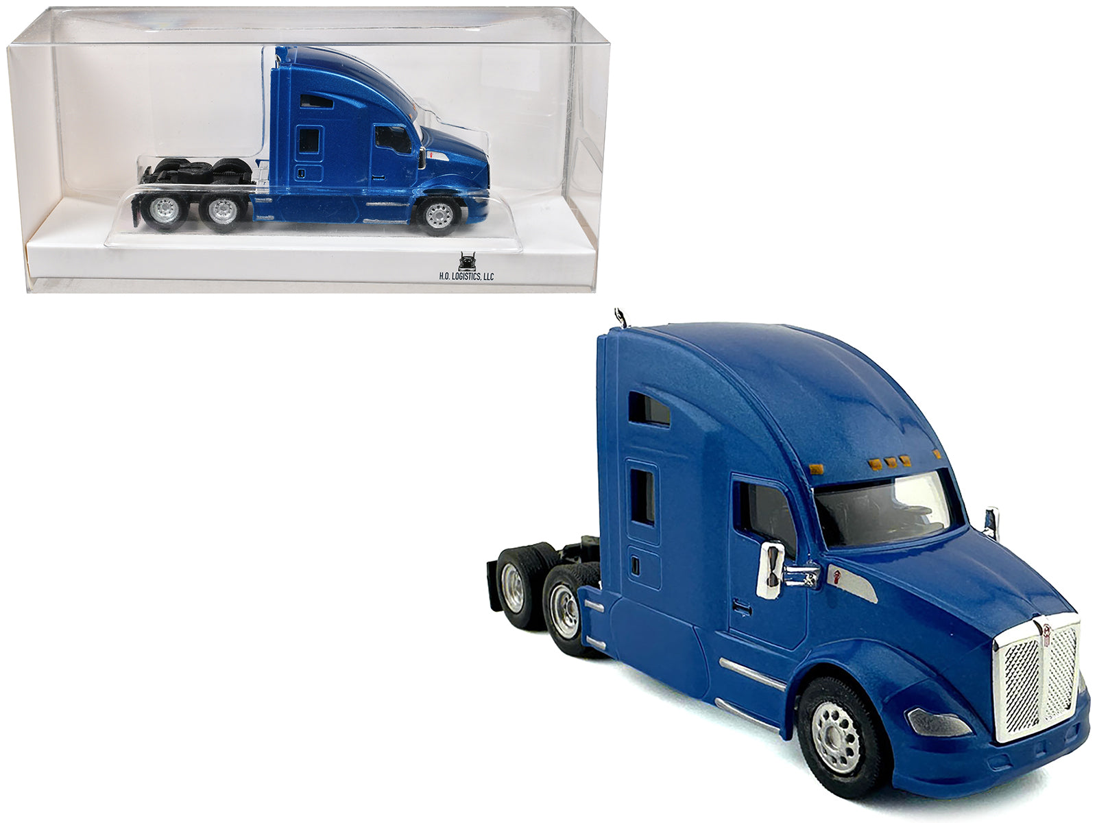 Kenworth T680 Sleeper Cab Blue Metallic 1/87 (HO) Plastic Model Car by HO Logistics free shipping USA