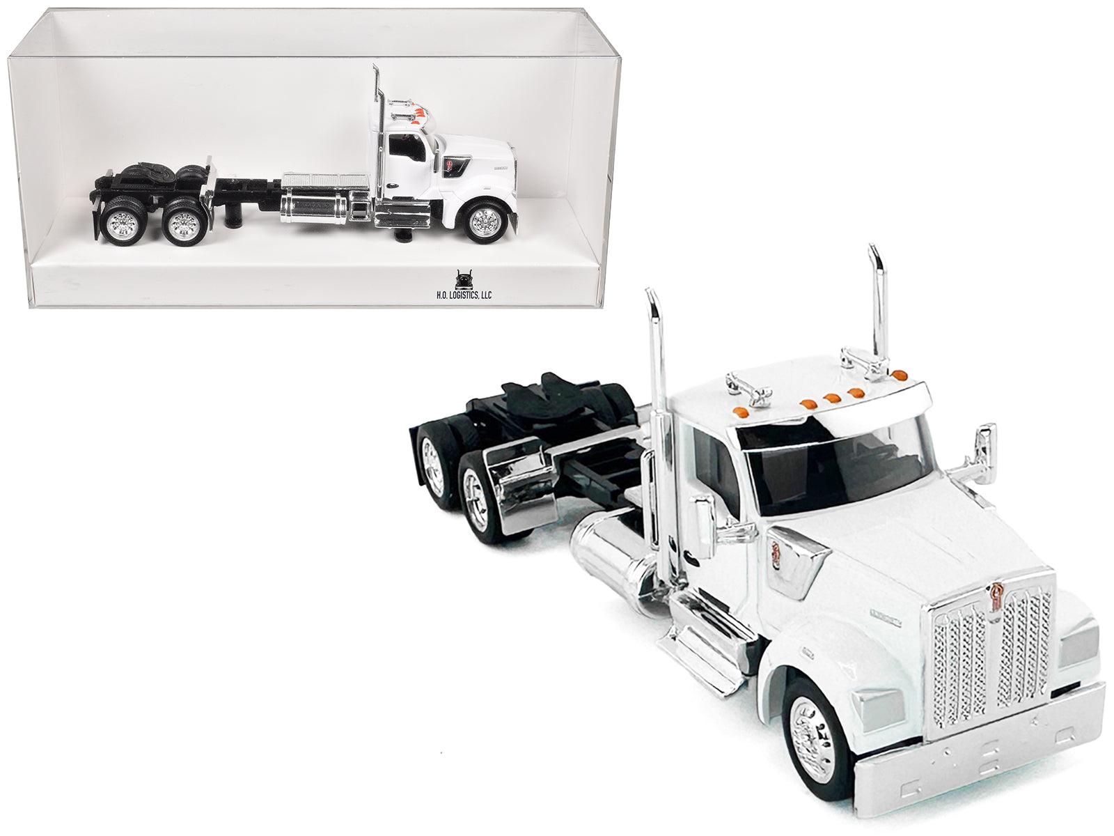 Kenworth W990 2-Axel Day Cab White 1/87 (HO) Plastic Model Car by HO Logistics free shipping USA