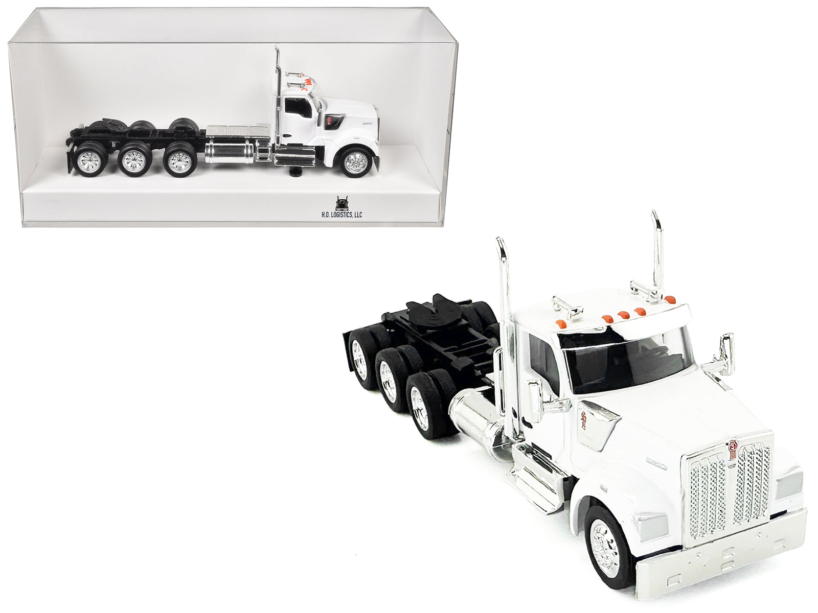 Kenworth W990 3-Axel Day Cab White 1/87 (HO) Plastic Model Car by HO Logistics free shipping USA