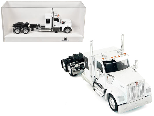 Kenworth W990 with Flat Top Sleeper Cab White 1/87 (HO) Plastic Model Car by HO Logistics