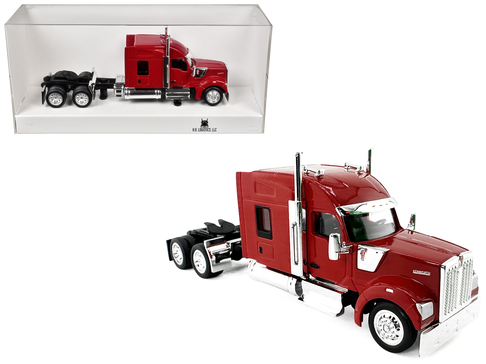 Kenworth W990 with Stand Up Sleeper Cab Red 1/87 (HO) Plastic Model Car by HO Logistics free shipping USA