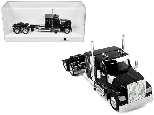 Kenworth W990 with Flat Top Sleeper Cab Black 1/87 (HO) Plastic Model Car by HO Logistics - Use code SHOPAPP15 to get 15 percent off