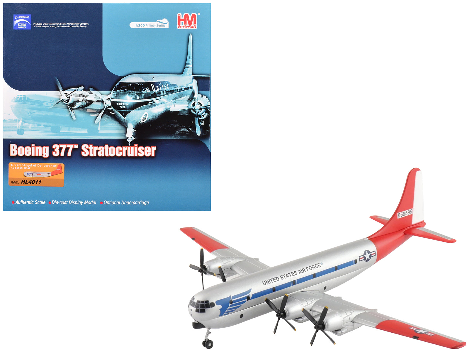 Boeing 377 C-97G Stratofreighter Transport Aircraft "45-59595 Angel of Deliverance" United States Air Force "Airliner Series" 1/200 Diecast Model by Hobby Master free shipping USA