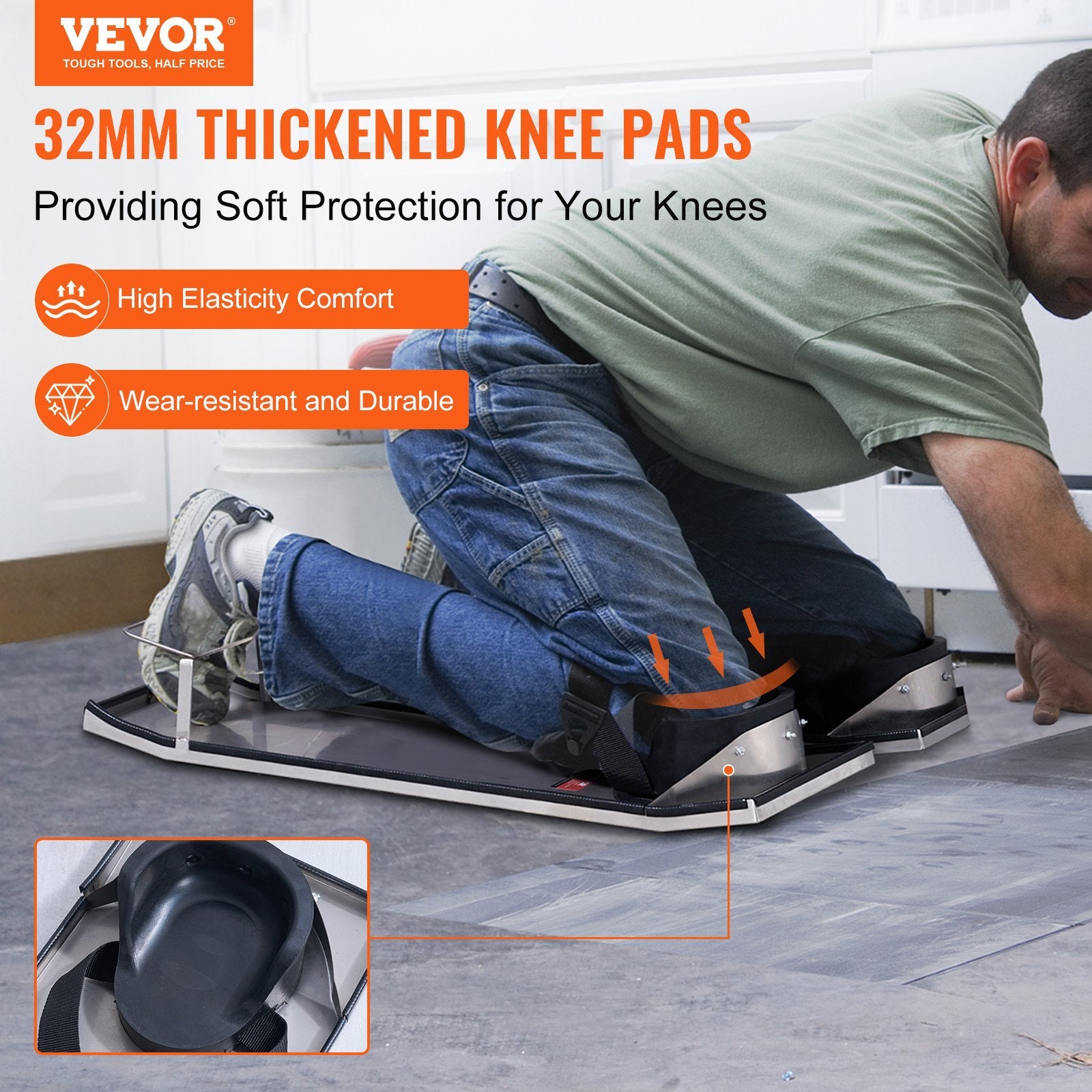 VEVOR Concrete Knee Boards Stainless Steel, 30'' x 10'' Concrete Sliders, Knee Boards For Concrete, Concrete Knee Pads Moving Sliders, with Knee Pads & Board Straps for Cement and Concrete Finishing - Premium Concrete Knee Boards from VEVOR - Just $153.68! Shop now at Rapidvehicles