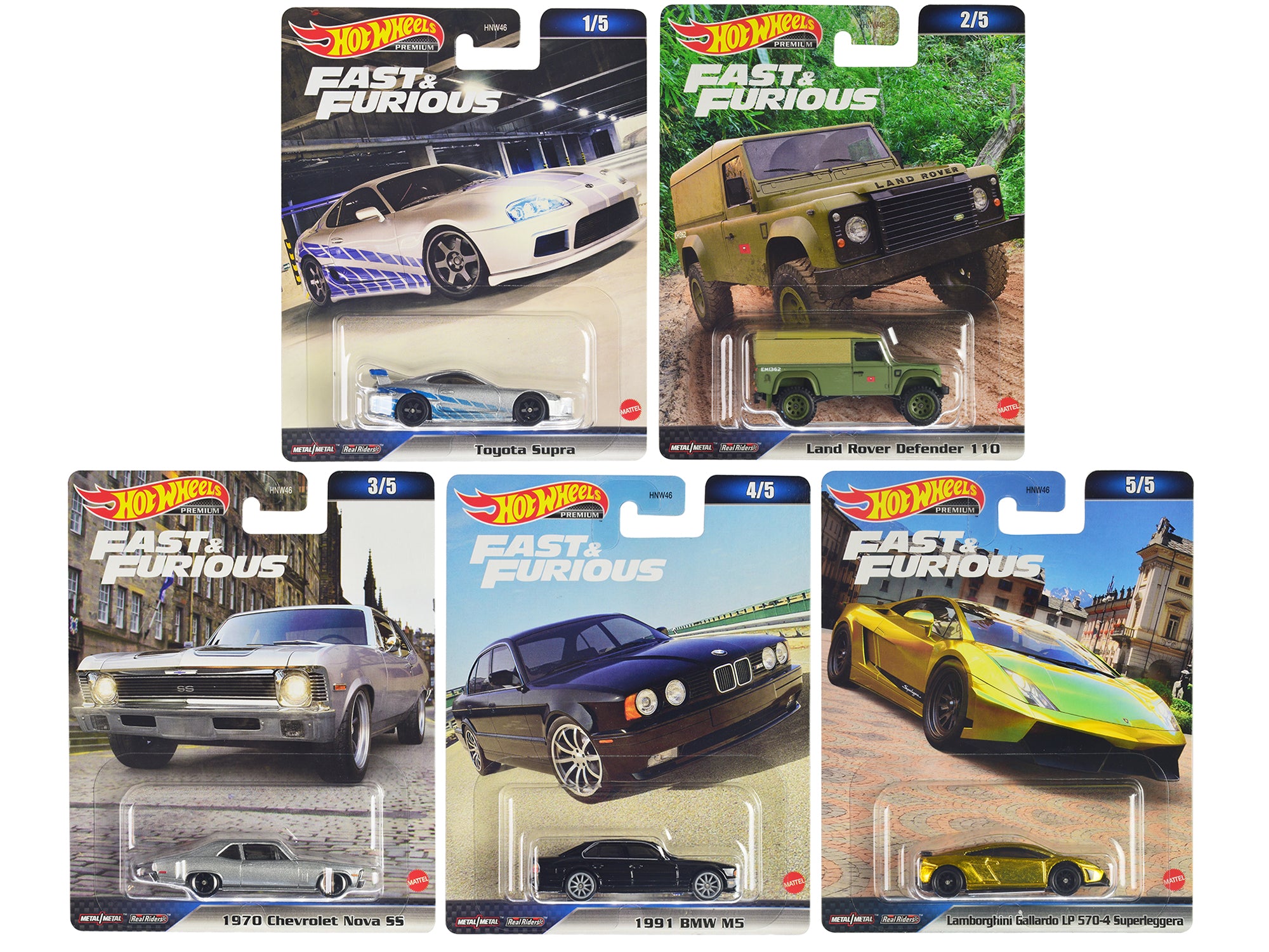 "Fast & Furious" 2023 5 piece Set D Diecast Model Cars by Hot Wheels free shipping USA