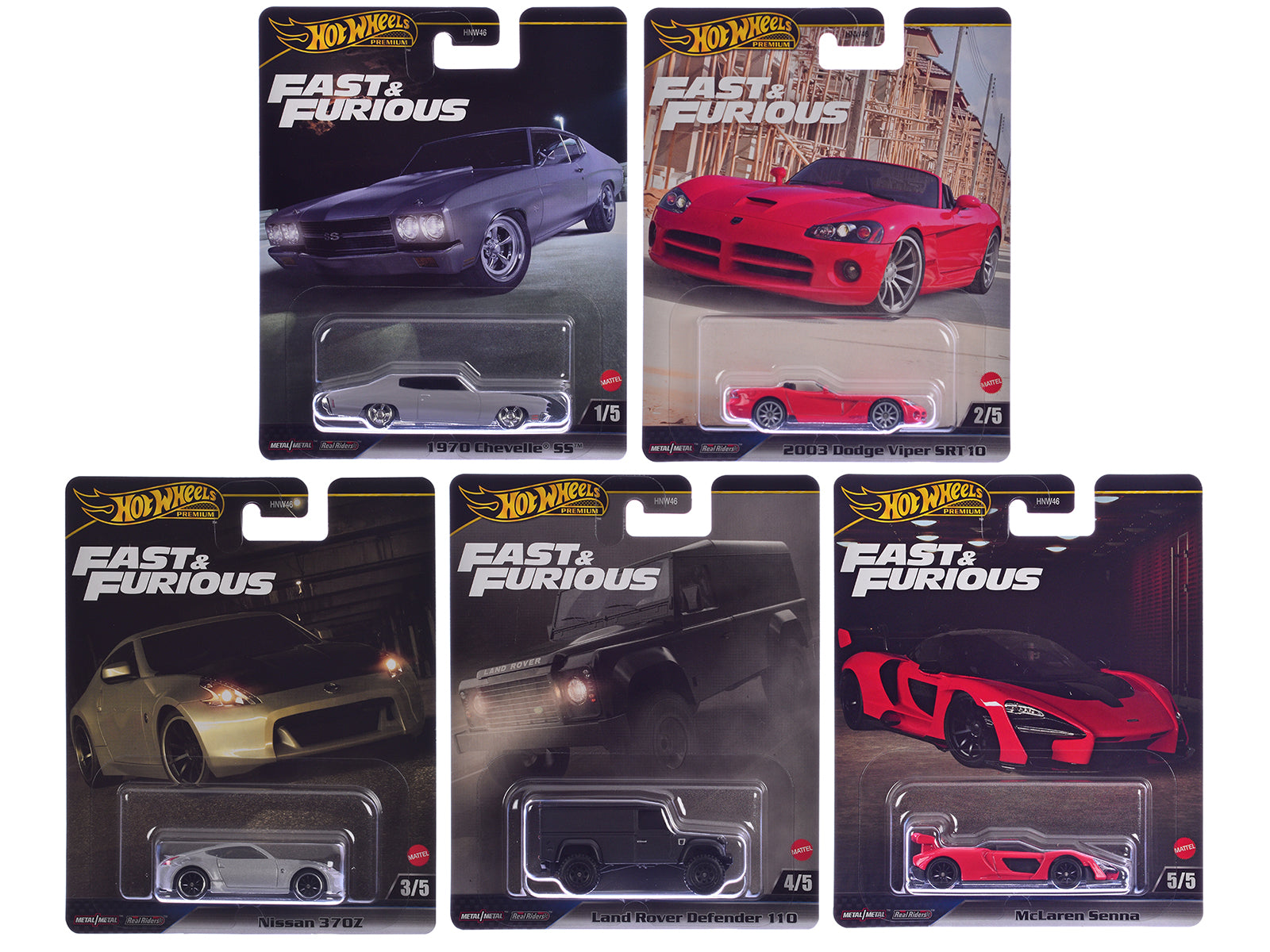 "Fast & Furious" 2024 5 piece Set J Diecast Model Cars by Hot Wheels free shipping USA