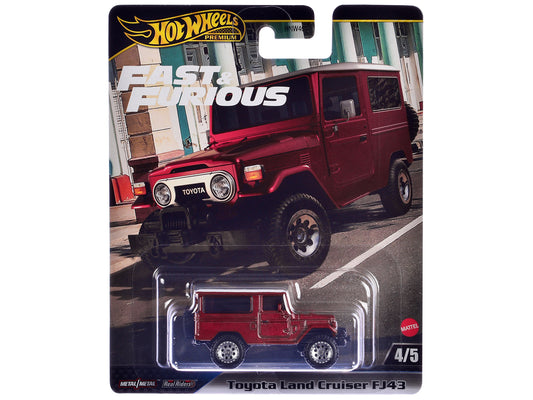 Toyota Land Cruiser FJ43 Red with White Top "The Fate of the Furious" (2017) Movie "Fast & Furious" Series Diecast Model Car by Hot Wheels free shipping USA