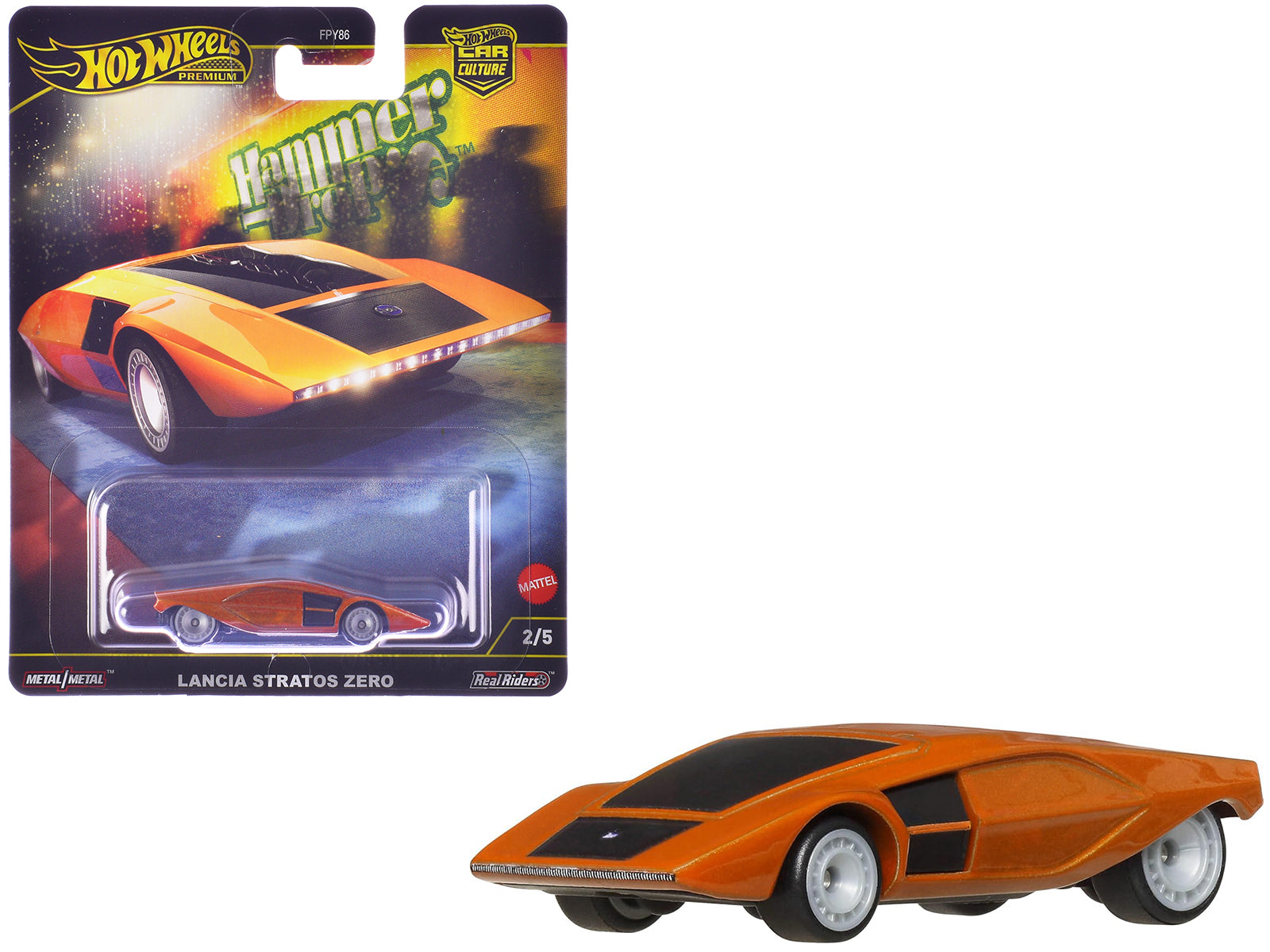 Lancia Stratos Zero Concept Car Orange Metallic "Hammer Drop" Series Diecast Model Car by Hot Wheels free shipping USA