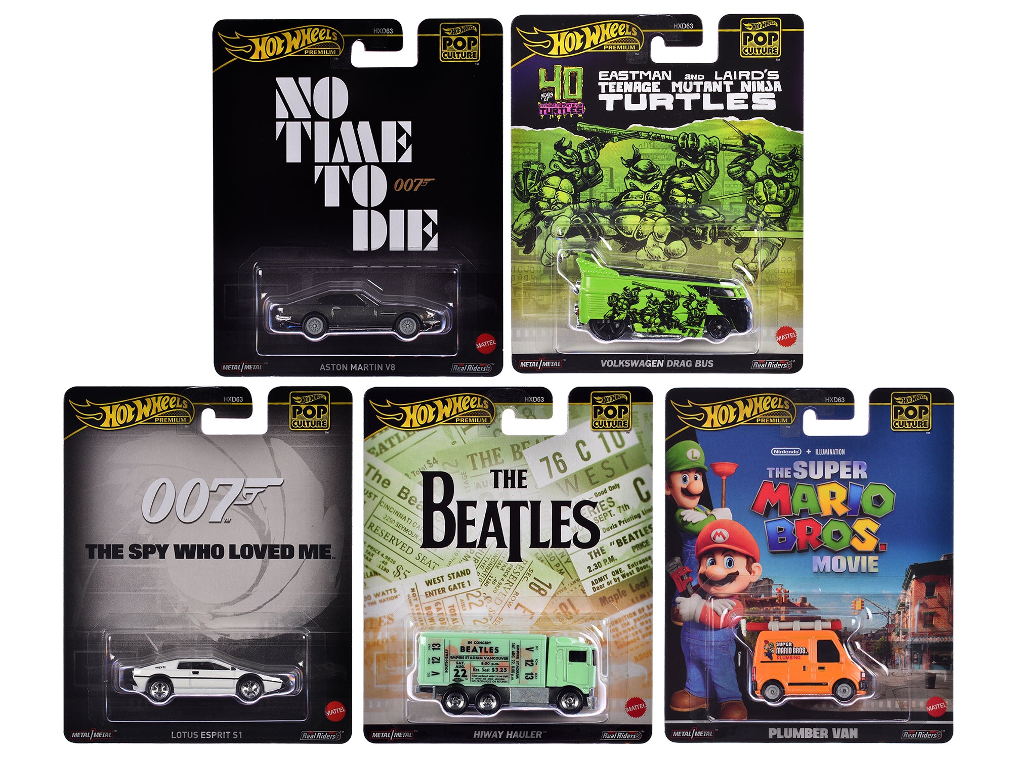 "Pop Culture 2024" 5 piece Set D "Premium Series" Diecast Model Cars by Hot Wheels free shipping USA