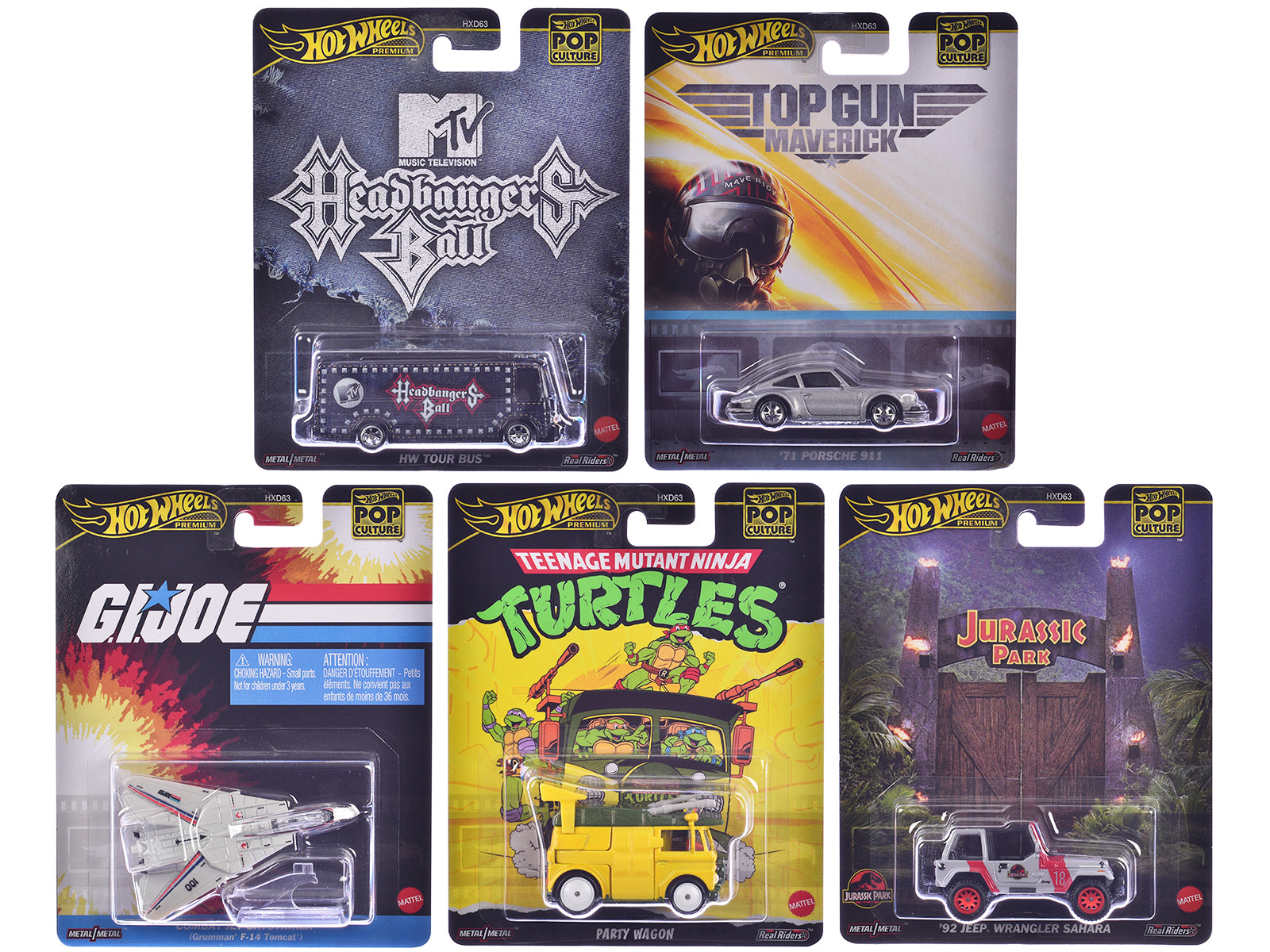 "Pop Culture 2025" 5 piece Set K "Premium Series" Diecast Model Cars by Hot Wheels free shipping USA