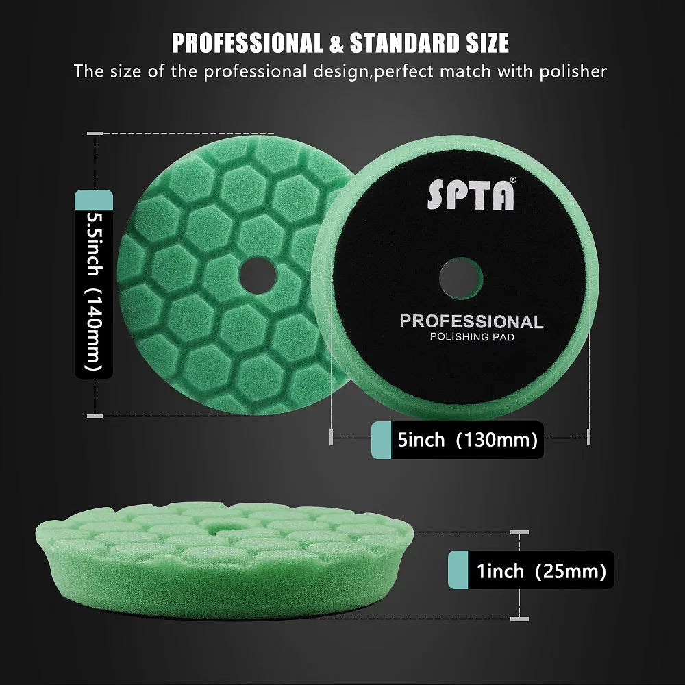 Color: Green, Material: Sponge, Ships From: CN - (Bulk Sales) SPTA 3"(80mm)/5"(125mm)/6"(150mm) Hex-Logic Car Sponge Polishing Buffing Pads For DA/RO/GA Auto Buffer Polisher - Premium Car Wash & Maintenance from SPTA - Just $64.37! Shop now at Rapidvehicles